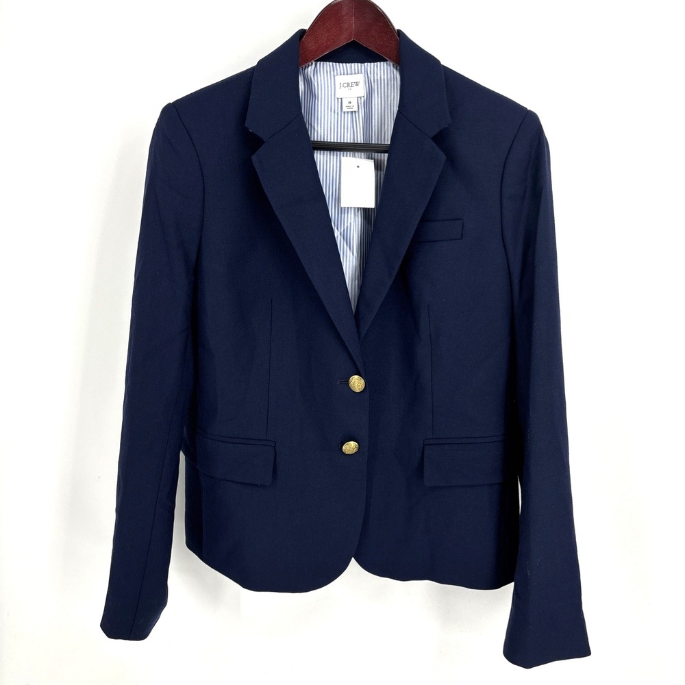 J.Crew $198 Original Schoolboy Blazer Navy Size 8 AZ566 Preppy Old Money NWT